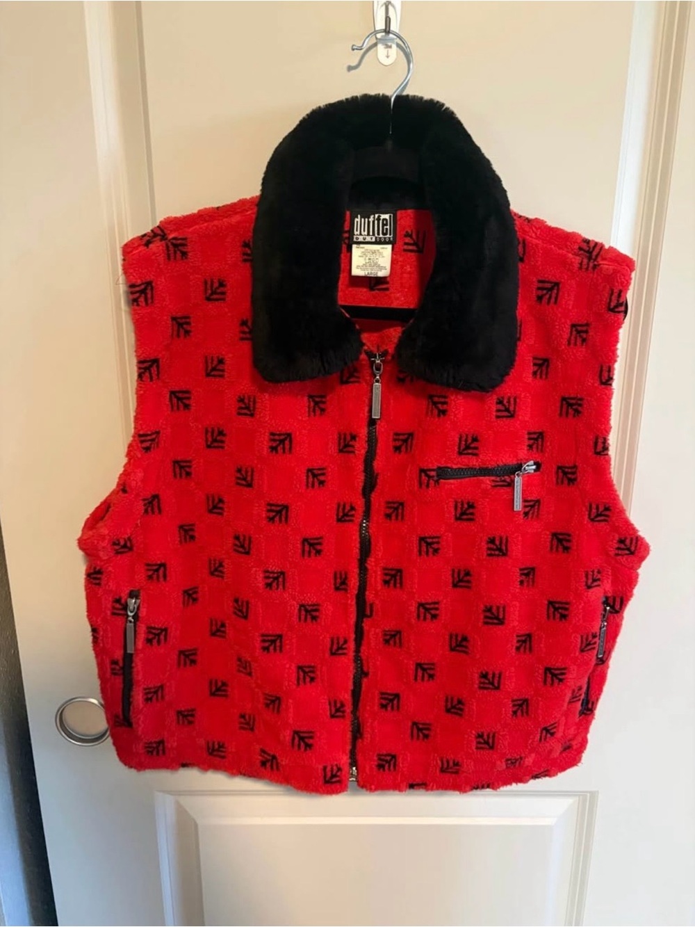 Retro Vintage Red Black Fleece Vest